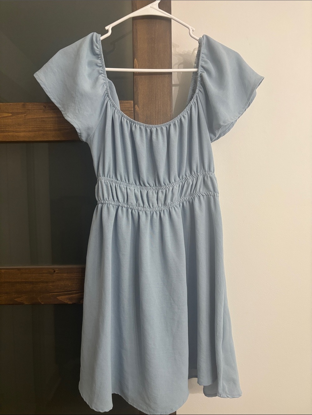 Altar’d State Light Blue Short Sleeve Smocked Waist Dress